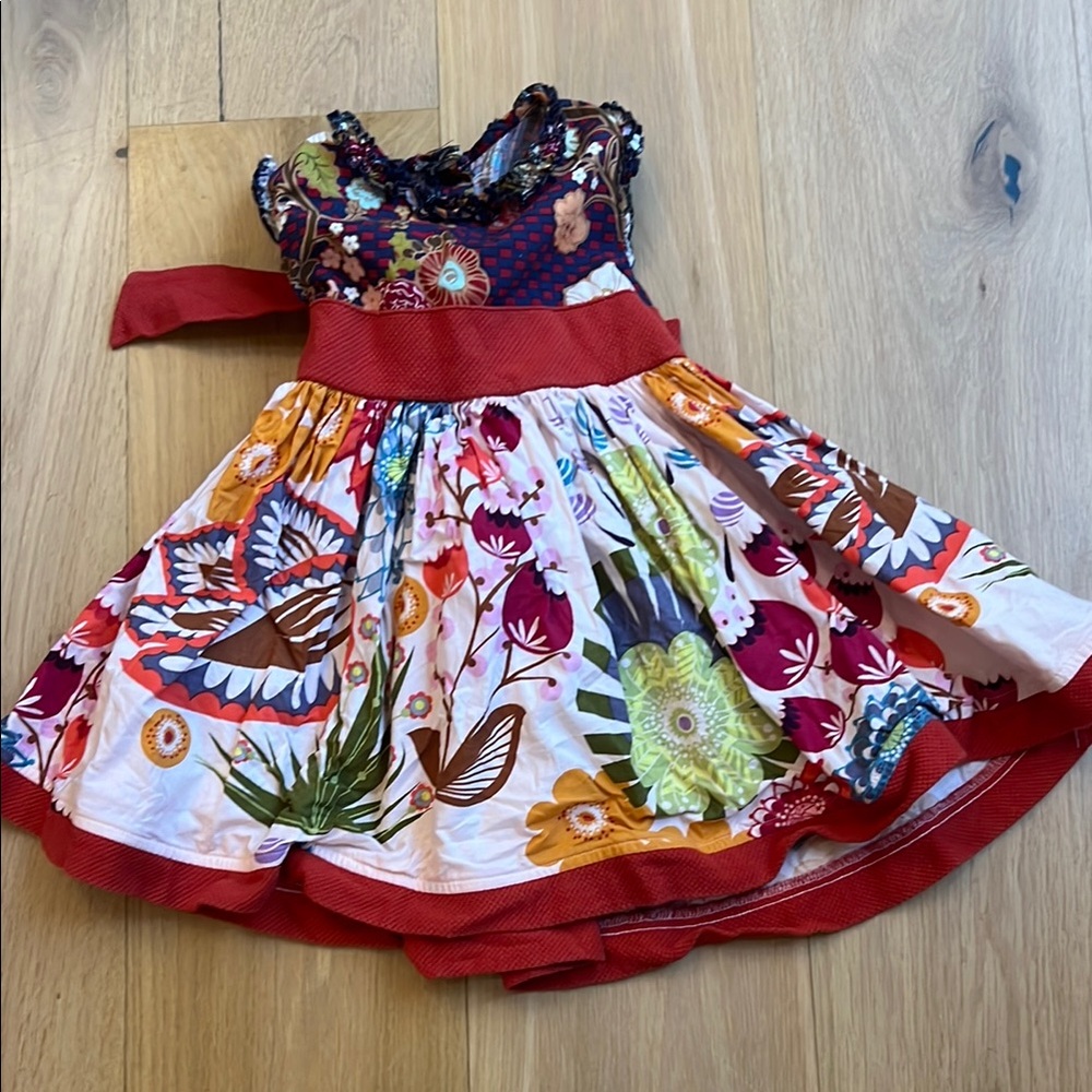 Persnickety Floral Dress with Burnt Orange Accents Size 4
